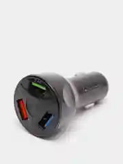 Черный автомобильная зарядка для телефона в прикуриватель, на 3 USB