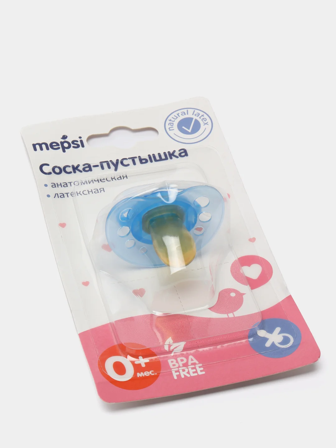 Голубой соска-пустышка латексная 0+ мес MEPSI 0300