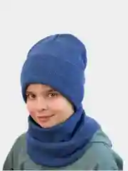 Синий меланж шапка снуд для мальчиков зимний
