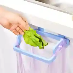 Голубой держатель для мусорных пакетов кухонный с креплением на дверцу