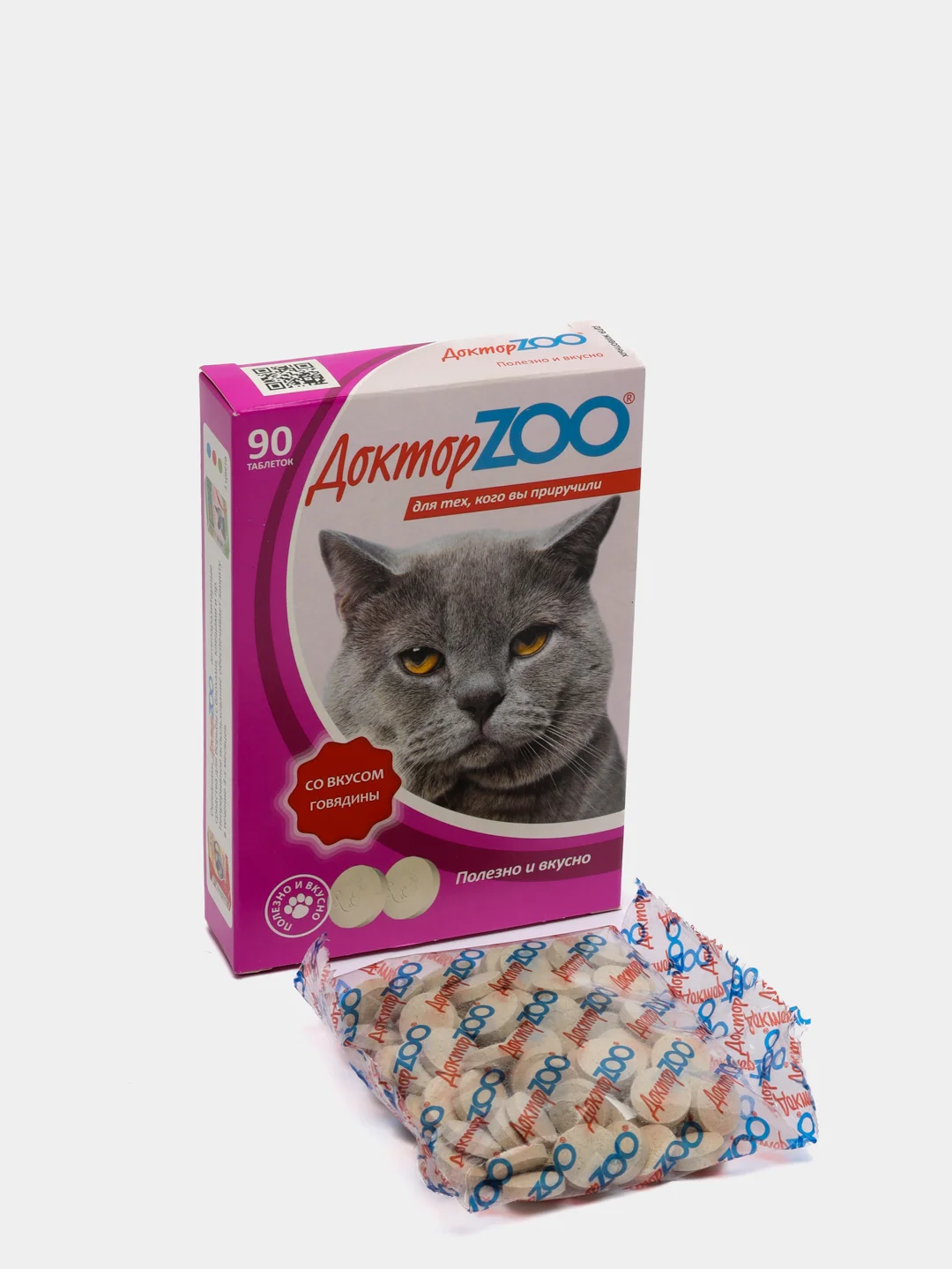 Доктор ZOO мультивитаминное лакомство для кошек, со вкусом говядины, 90 таб