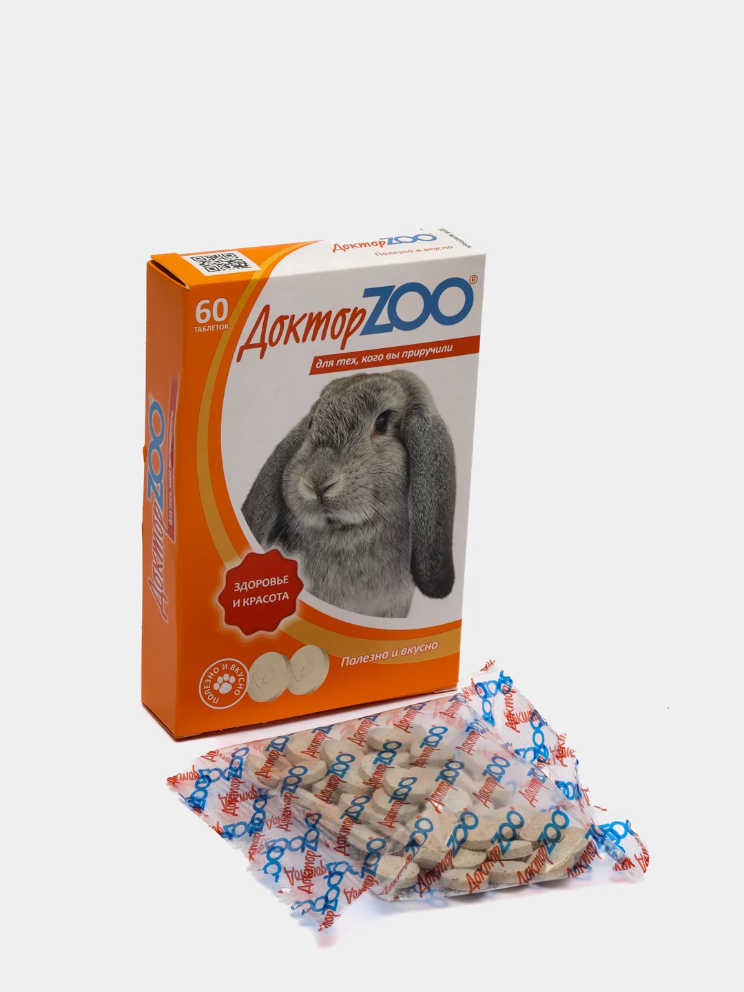 Доктор ZOO мультивитаминное лакомство для кроликов "Здоровье и красота", 60 таб