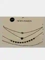 Серебряный чокер из 4 цепочек золотистого цвета