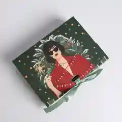 Зеленый складная коробка подарочная "Happy New Year", 3 вида