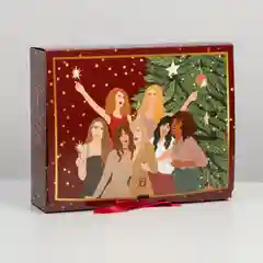 Багровый складная коробка подарочная "Happy New Year", 3 вида