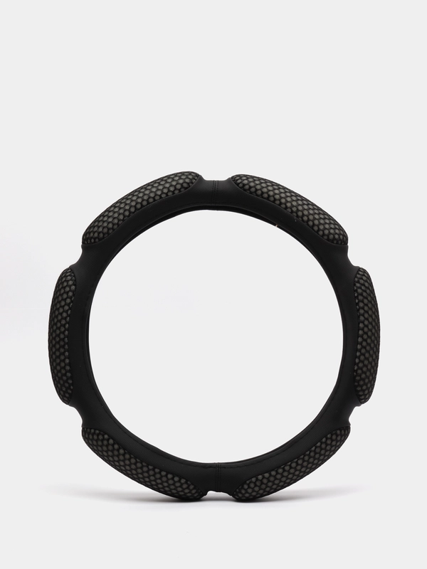 Оплетка на руль (чехол на руль) SKYWAY Sponge snood 6 подушечек M Черная экокожа S01102240