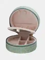 Зеленый шкатулка для украшений / Дорожный органайзер для хранения ювелирных украшений / бижутерии