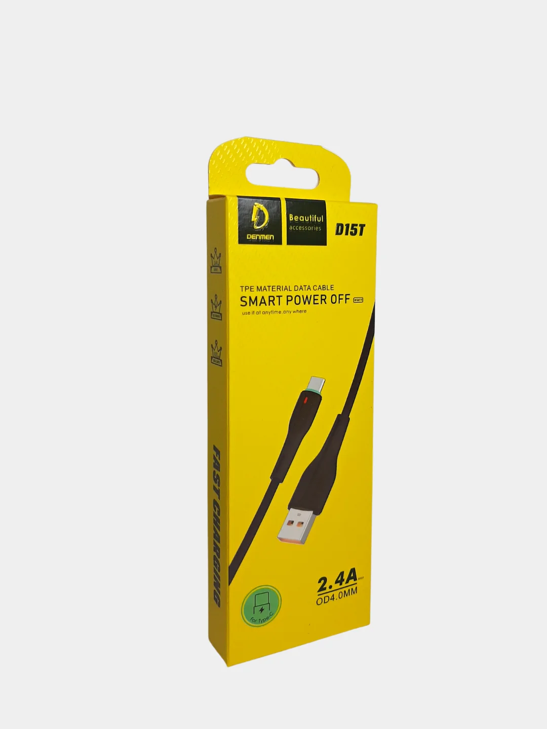 Черный кабель DENMEN D15L / D15T для зарядки и передачи данных Type-C / Lightning