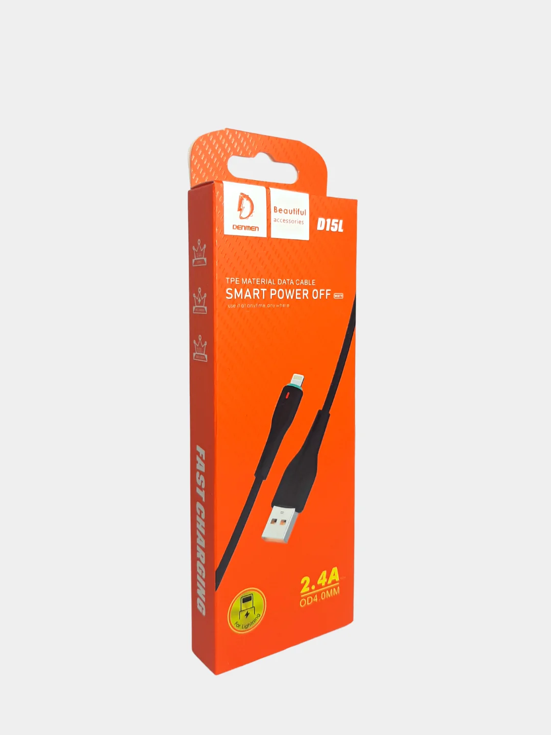 Черный кабель DENMEN D15L / D15T для зарядки и передачи данных Type-C / Lightning