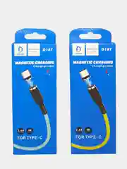 Бирюзовый кабель магнитный USB DENMEN D18L/D18T для зарядки Type-C / Lightning 2.4A
