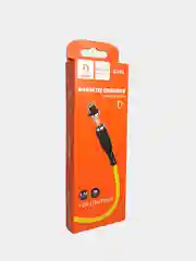 Желтый кабель магнитный USB DENMEN D18L/D18T для зарядки Type-C / Lightning 2.4A