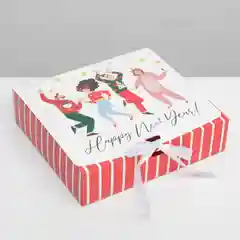 Красный складная коробка подарочная Happy NY, 20 х 18 х 5 см