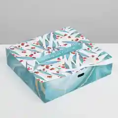 Голубой складная коробка подарочная Happy NY, 20 х 18 х 5 см