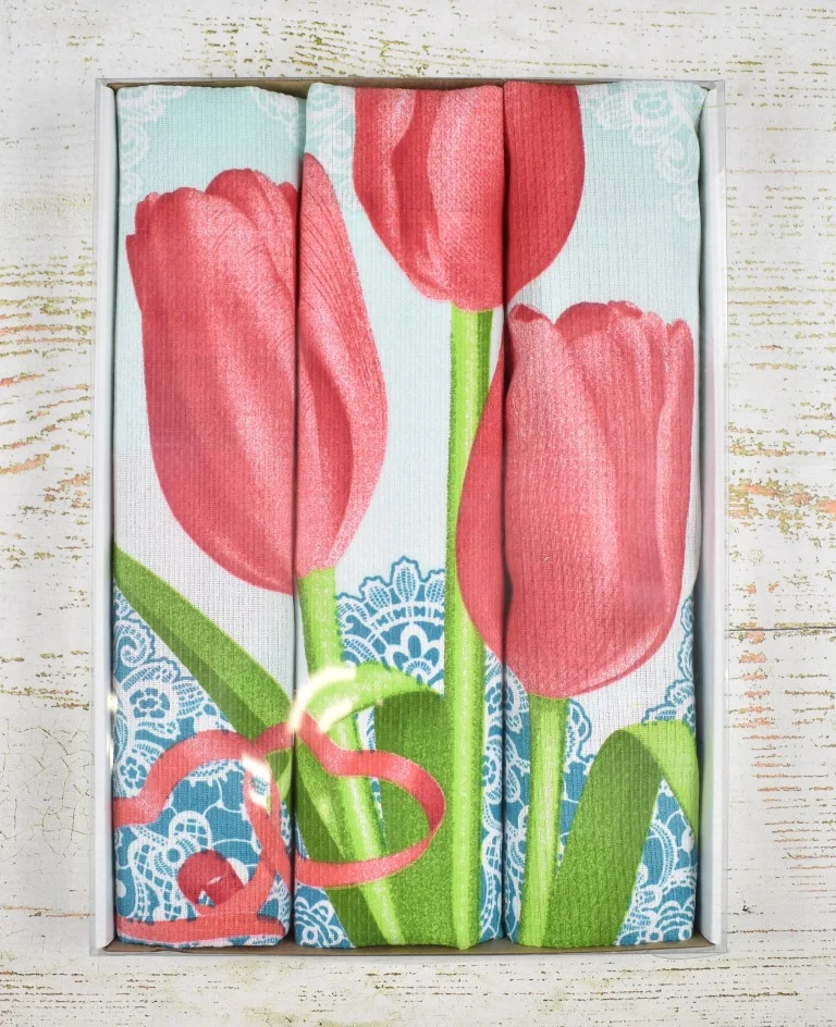 Кораллово-розовый полотенца кухонные подарочный набор из 3-штук