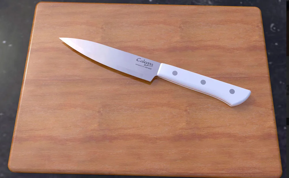 Черный нож средний, белая и черная ручка, 23.5 см