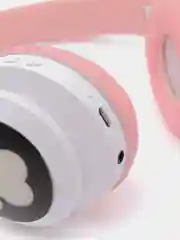 Розовый беспроводные Bluetooth наушники с кошачьими светящимися ушками