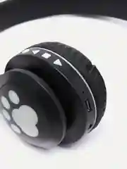 Черный беспроводные Bluetooth наушники с кошачьими светящимися ушками