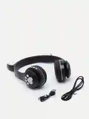 Черный беспроводные Bluetooth наушники с кошачьими светящимися ушками