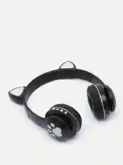 Черный беспроводные Bluetooth наушники с кошачьими светящимися ушками