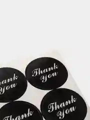 Круглая наклейка черная "Thank You"