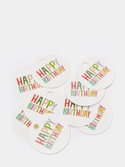 Бирка круглая "Happy birthday"