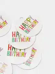 Бирка круглая "Happy birthday"