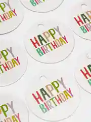 Бирка круглая "Happy birthday"