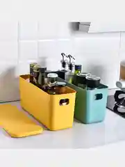 Желтый корзина для хранения пластиковая с крышкой