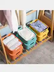 Желтый корзина для хранения пластиковая с крышкой