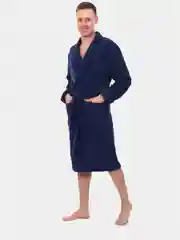 Халат банный мужской махровый синий