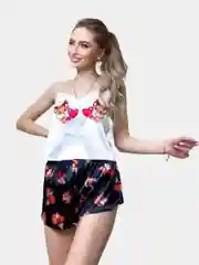 Карамельный шелковая женская пижама
