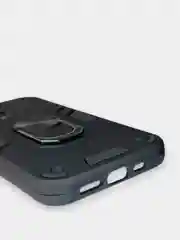 Угольный чехол Apple iPhone 13 Pro противоударный с металлической подставкой