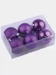 Шары ёлочные, 6 шт, 6 см, фиолетовые, пластик. Не бьются!