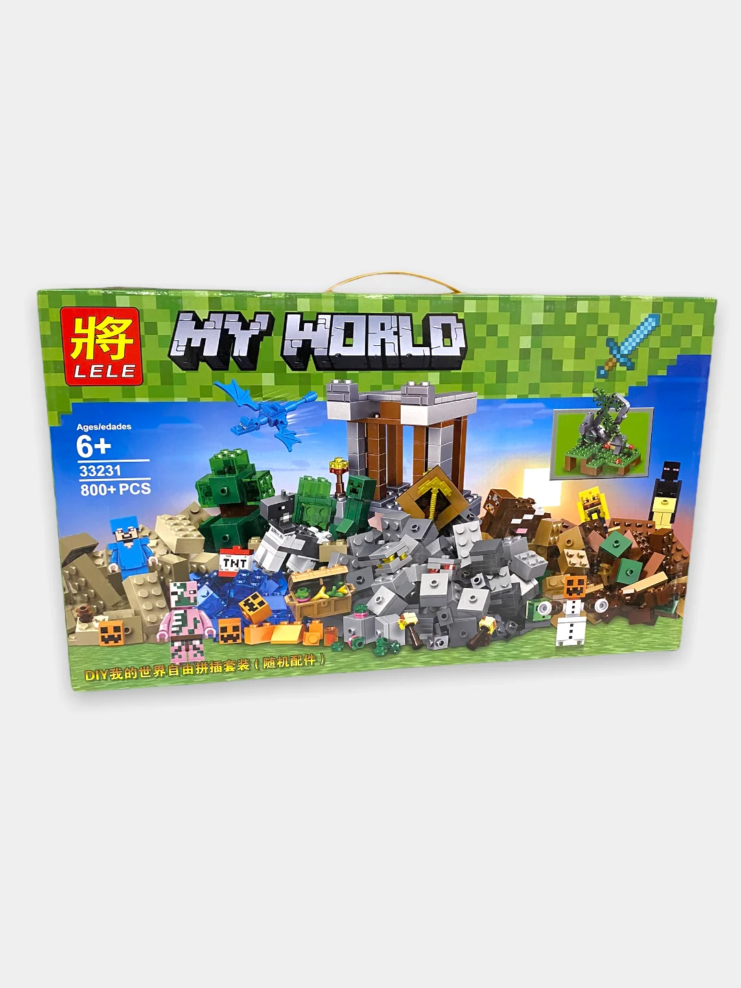 Лайм детский конструктор Майнкрафт My World "Падение башни" 400/600/800 деталей