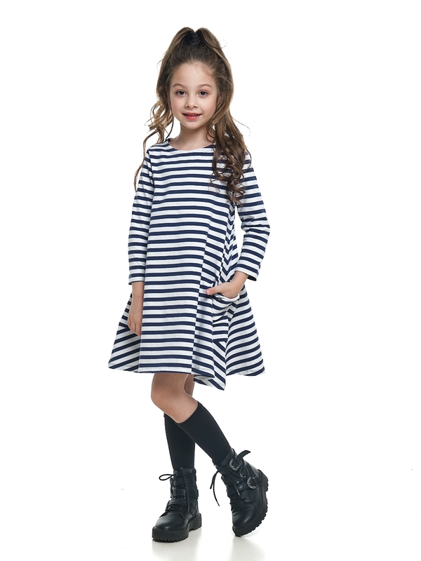 Mini Maxi Платье  для девочки  с длинным рукавом, в полоску