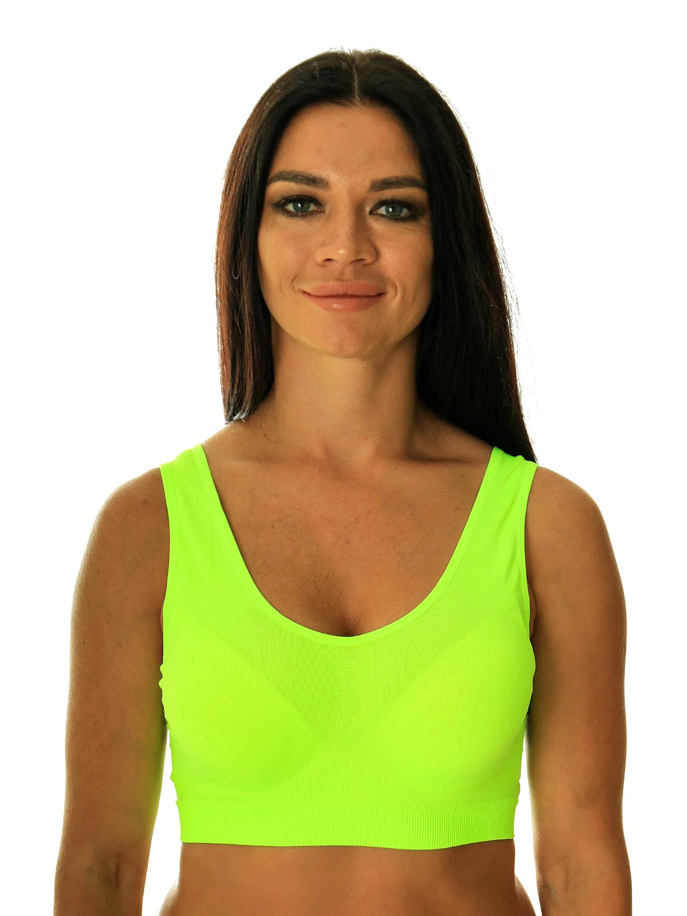 Салатовый бюстгальтер-топ бесшовный без чашек " Singwear " размер универсальный 46-54