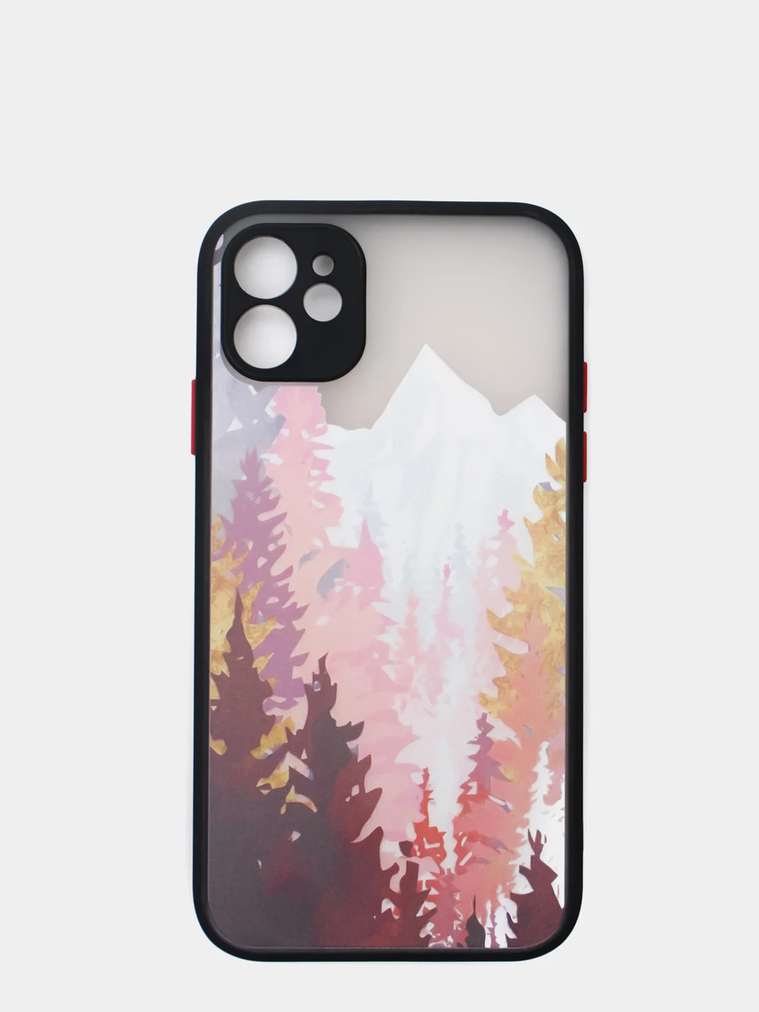 Розовый чехол для iPhone "Горы", плотный силикон айфон 6/6s 7/8 Plus XR 11 XS 12