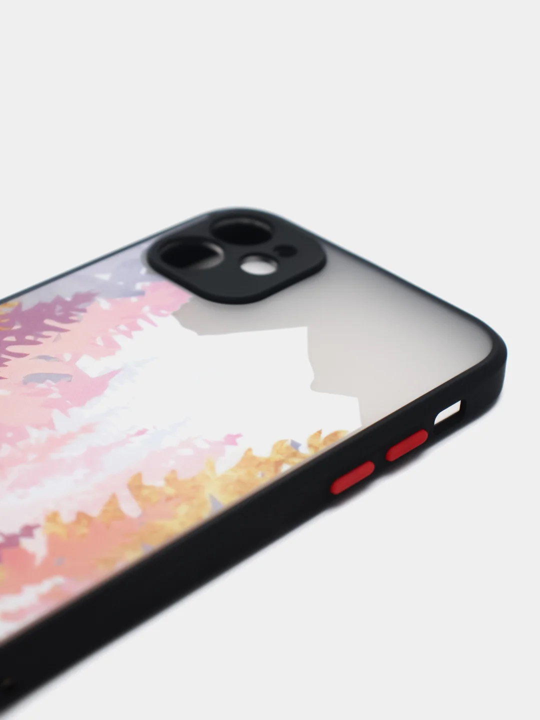 Розовый чехол для iPhone "Горы", плотный силикон айфон 6/6s 7/8 Plus XR 11 XS 12