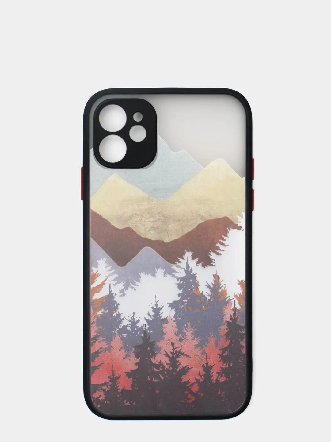 Золотистый хаки чехол для iPhone "Горы", плотный силикон айфон 6/6s 7/8 Plus XR 11 XS 12