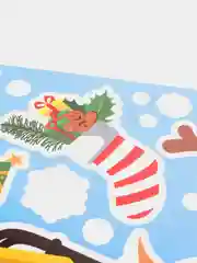 Белый новогодние двухсторонние наклейки "Олень и Дед Мороз", 25*35 см