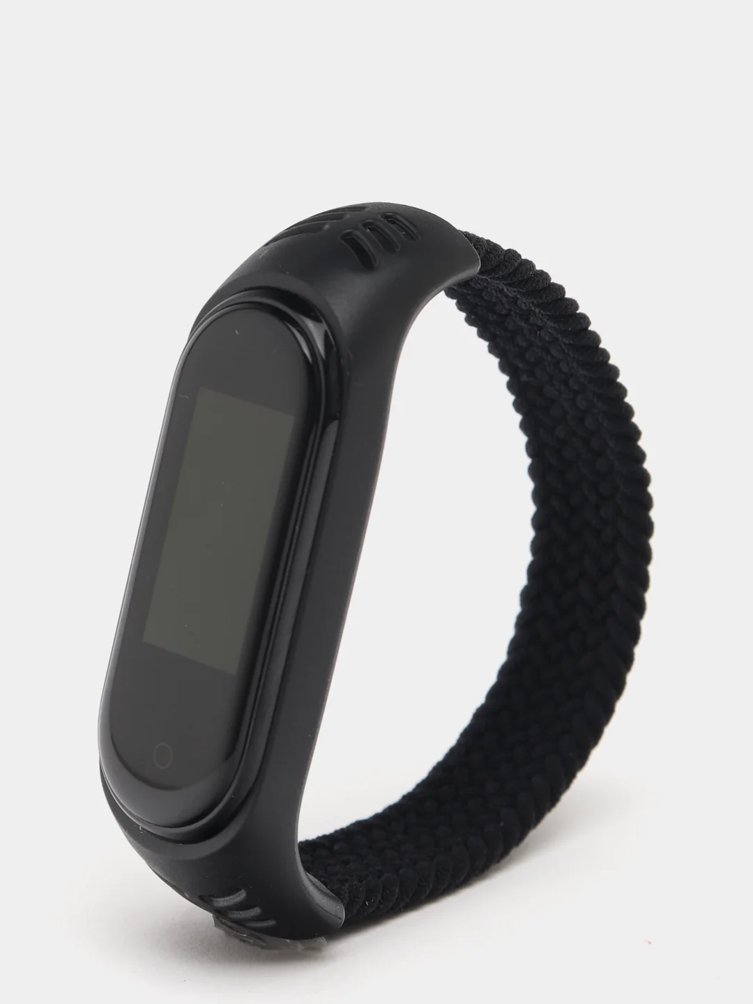 Черный плетеный нейлоновый ремешок / монобраслет для Xiaomi Mi Band 3, 4, 5 и 6