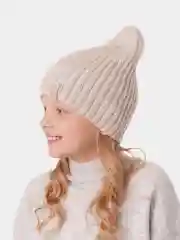 Бежевый вязаная шапка для девочки HiBy