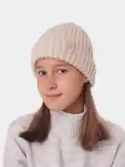 Бежевый вязаная шапка для девочки HiBy