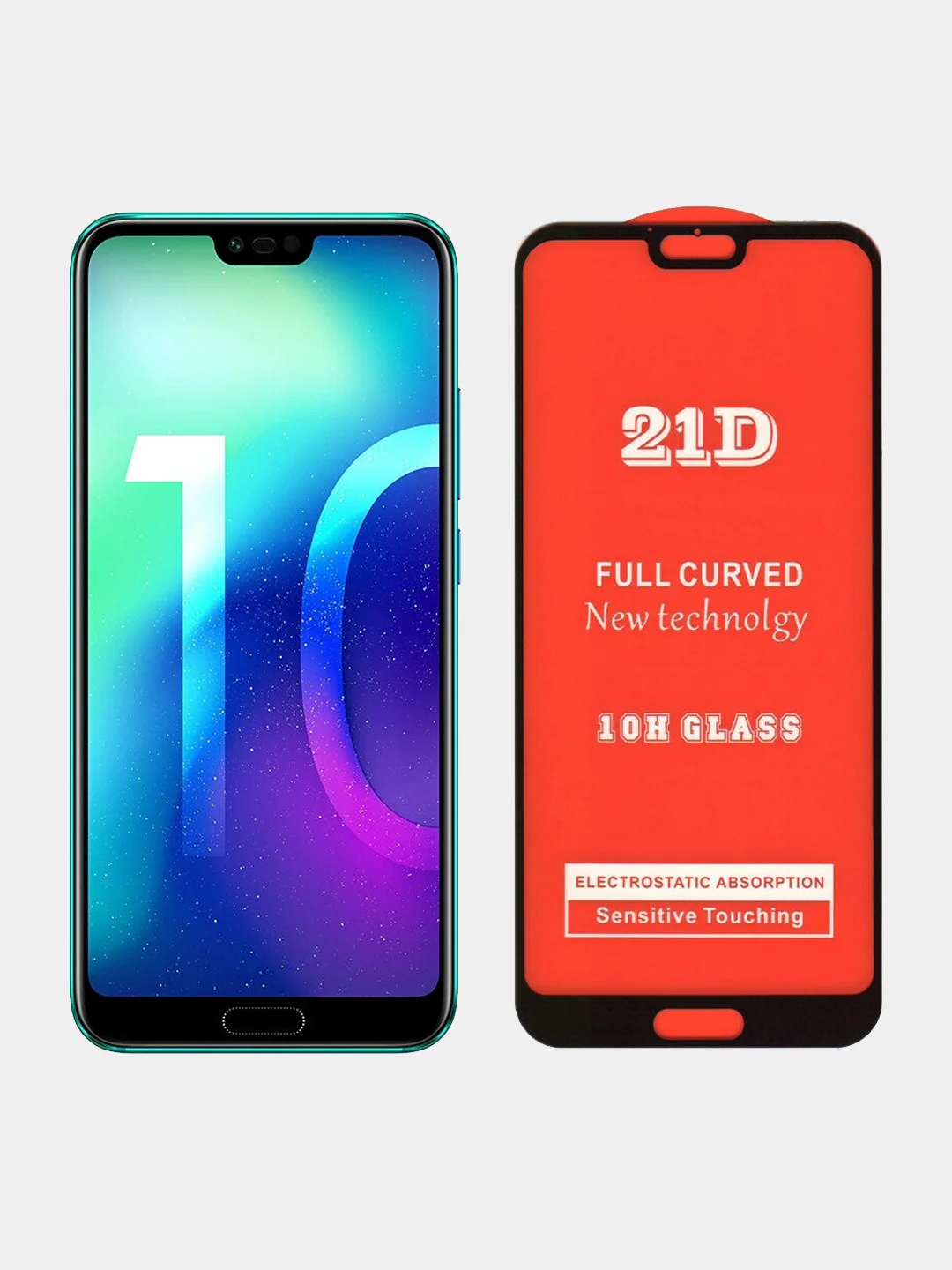 Защитное стекло 21D Huawei Honor 10, c набором для поклейки