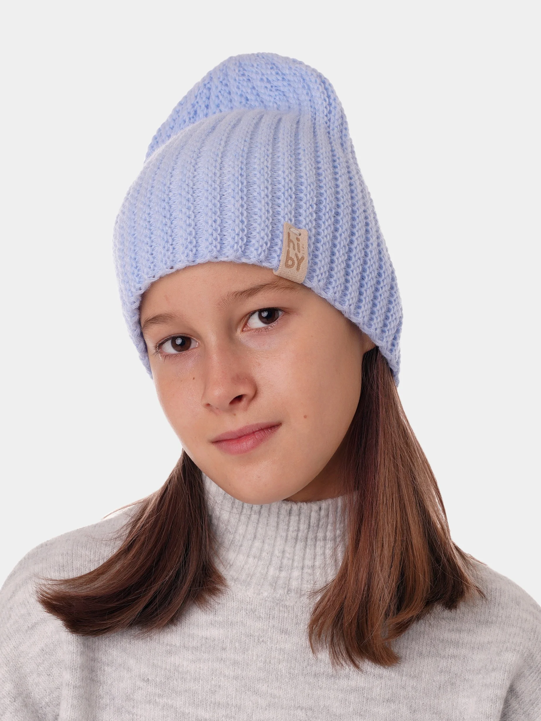 Голубой вязаная шапка для девочки HiBy
