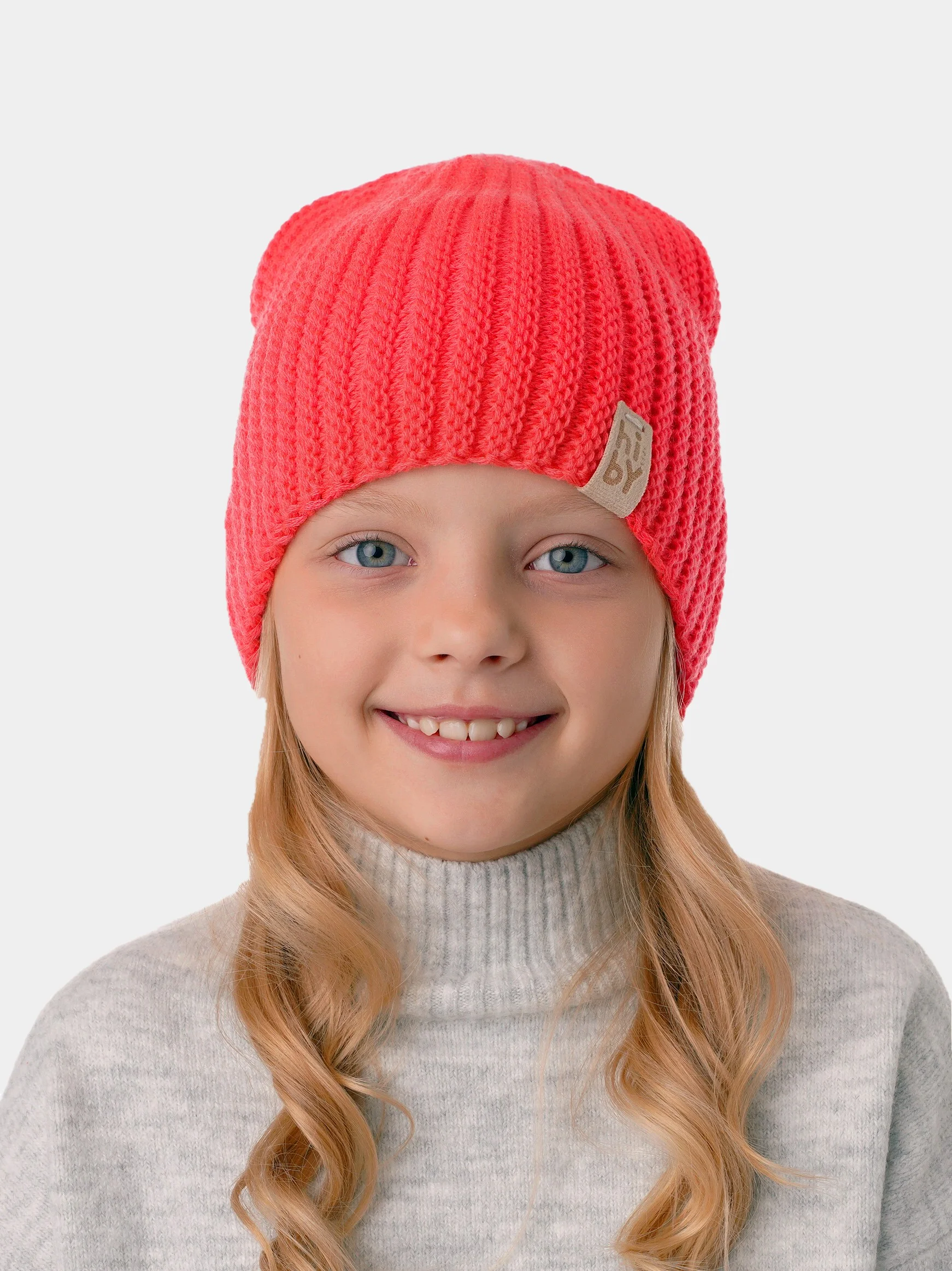 Коралловый вязаная шапка для девочки HiBy