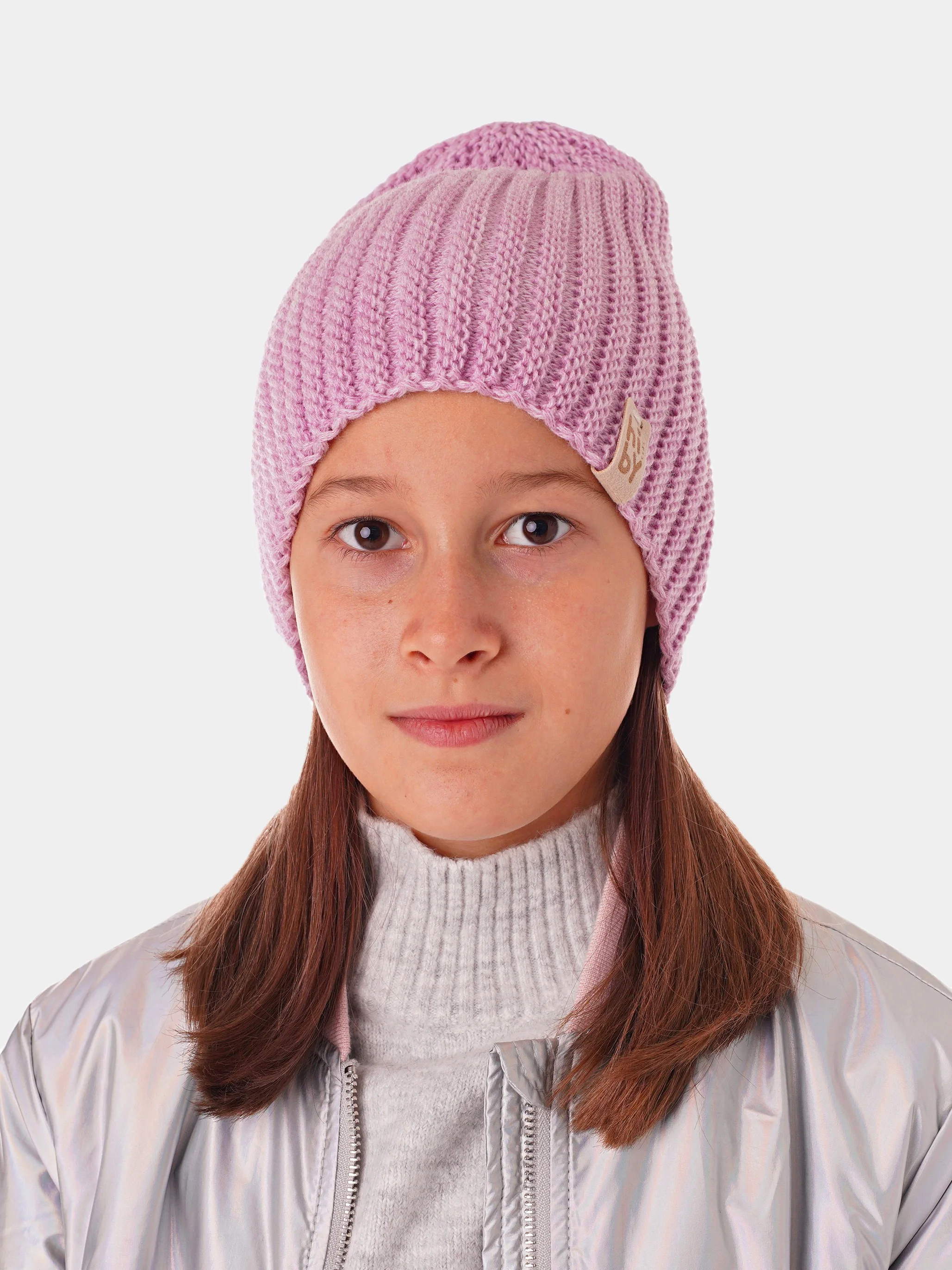 Сиреневый вязаная шапка для девочки HiBy