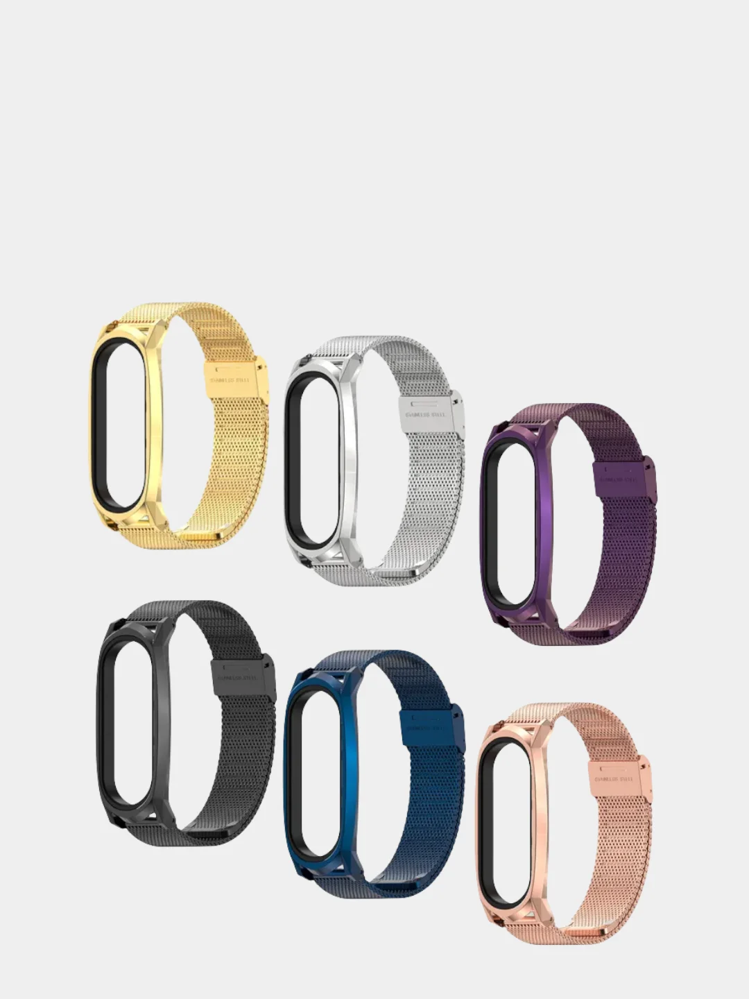 Золотой металлический ремешок для Xiaomi Mi Band 3, 4, 5, 6