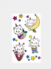 Бирюзовый временная переводная татуировка с котиками и корги 12х7,5 см