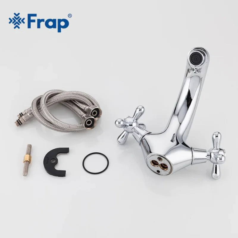Смеситель для раковины Frap F1025 из латуни двухрычажный